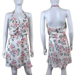 Paper Crown & Rifle Paper Co. Size S Halter Neck Floral Draped Mini Dress FLAWED